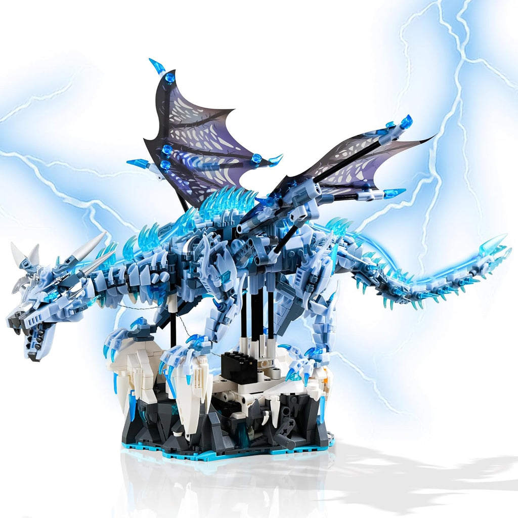 Ice Dragon Building Set with Flapping Wings & LED Lights (1646 PCS)