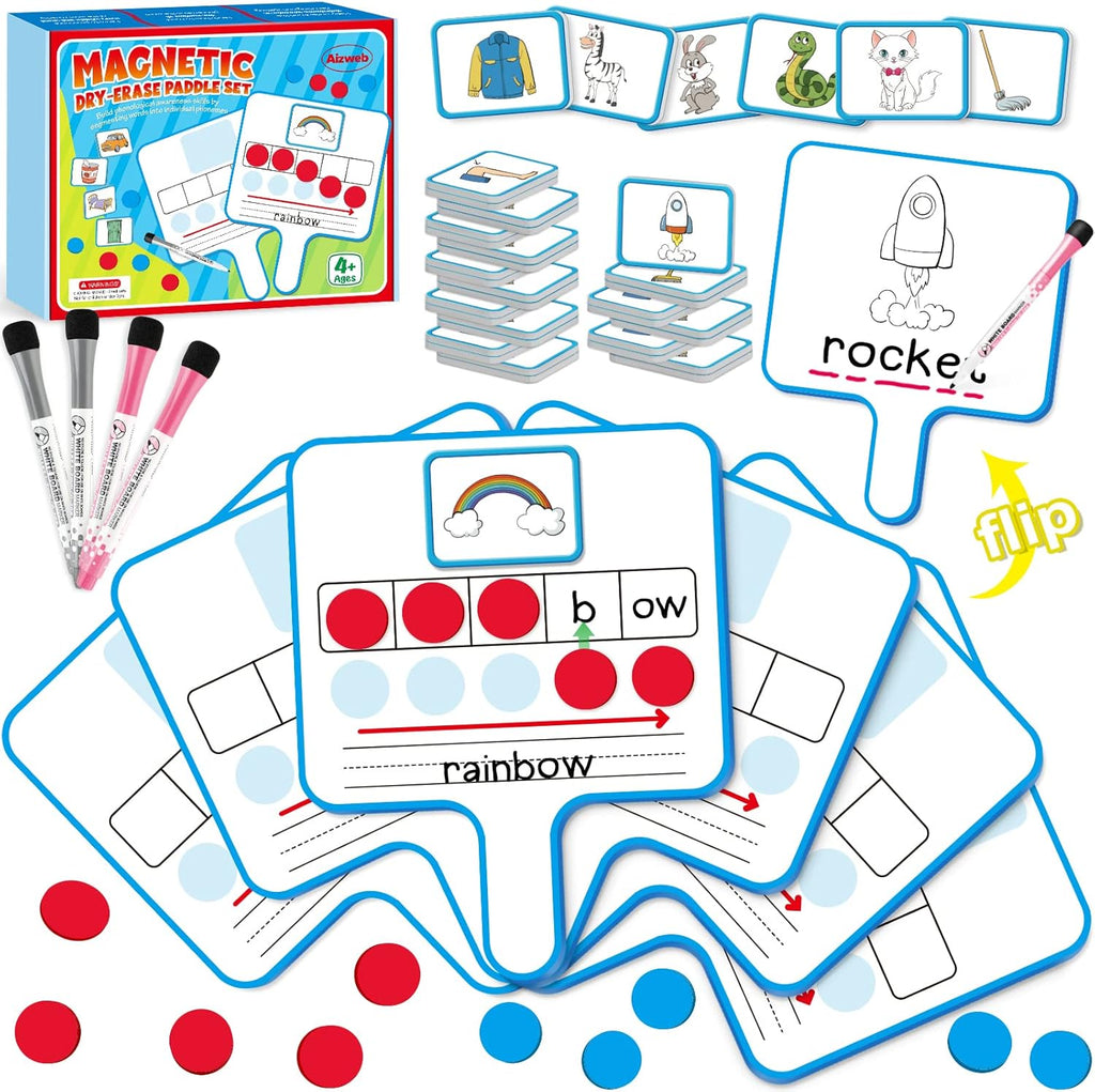 Aizweb Phonemic Awareness,Magnetic Dry Erase Whiteboards with Elkonin Box,Phonics Game,Preschool Kindergarten Speech The