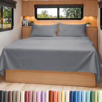 Short Queen Size 4 Piece Bed Sheet Set - RV Short Queen Sheets - Steel Blue