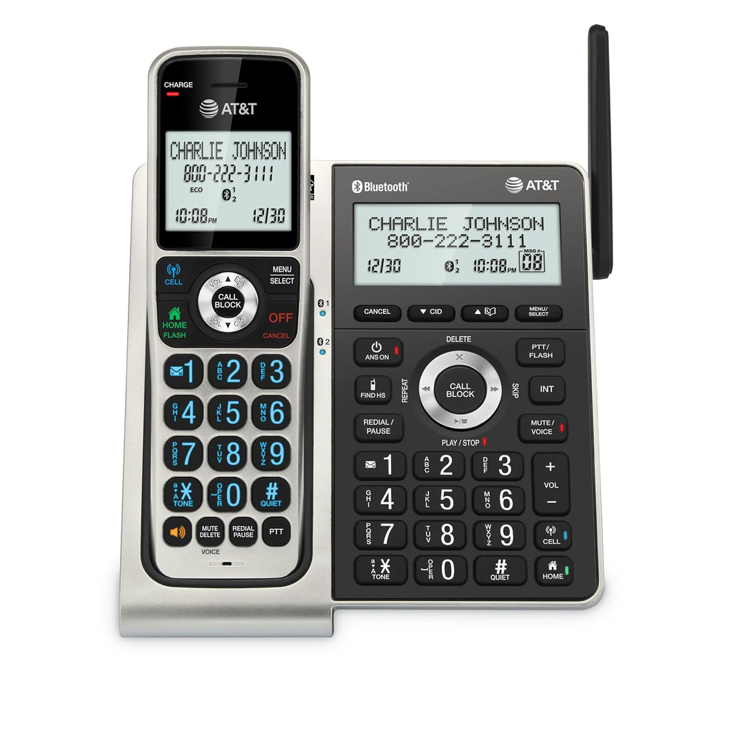 AT&T BL3107 DECT 6.0 Cordless Phone with Bluetooth Connect to Cell, Smart Call Blocker, Digital Answering System, Extend