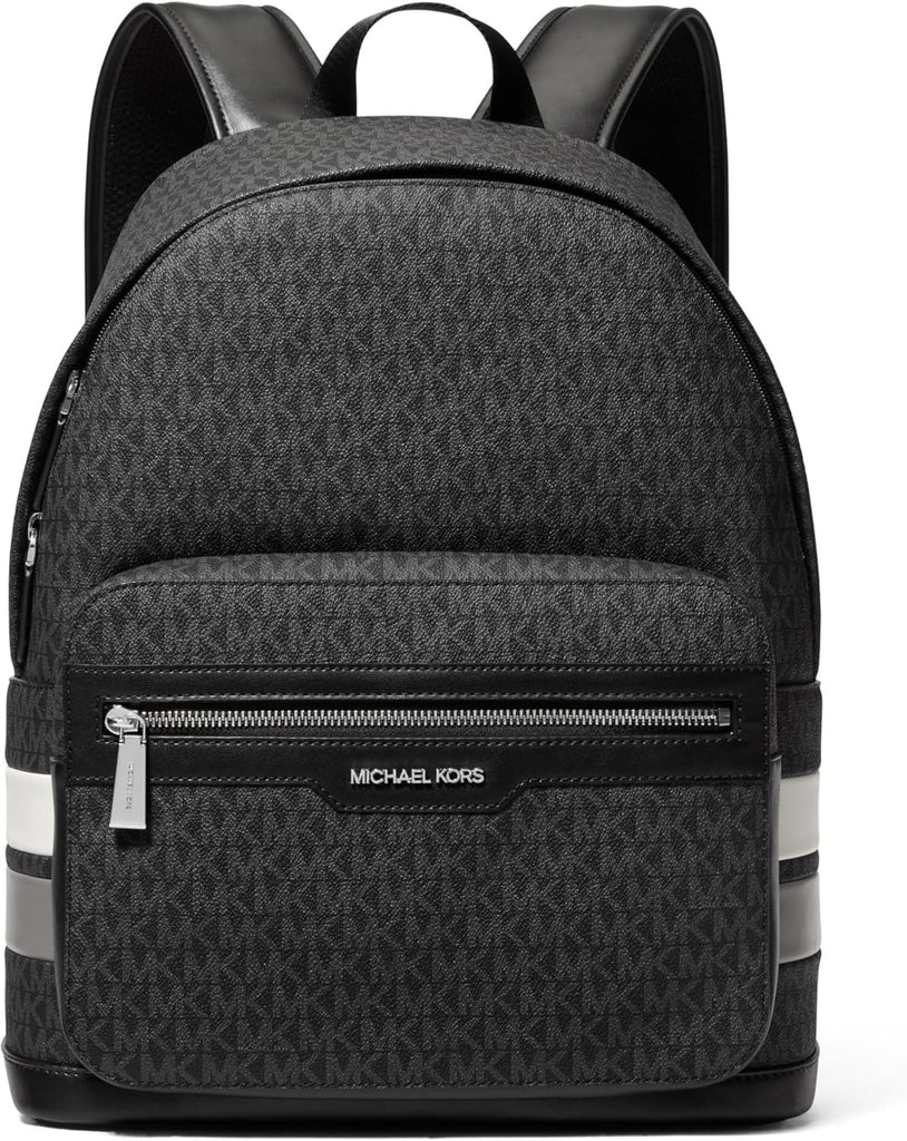 Ofertaza, Michael Kors Malone Backpack, Silver-Tone Hardware/Storm Signature Stripe