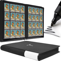 TIFFDADA Trading Card Binder 16 Pocket, Holds 1600+ Cards, Ringless 50 Double-Sided Sleeves, Spine Label with Maker Pen,