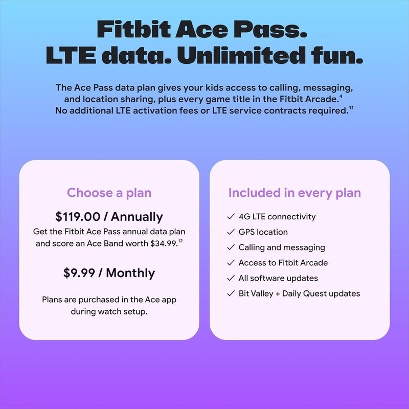 Fitbit Google Ace LTE - Kids Smartwatch with Call