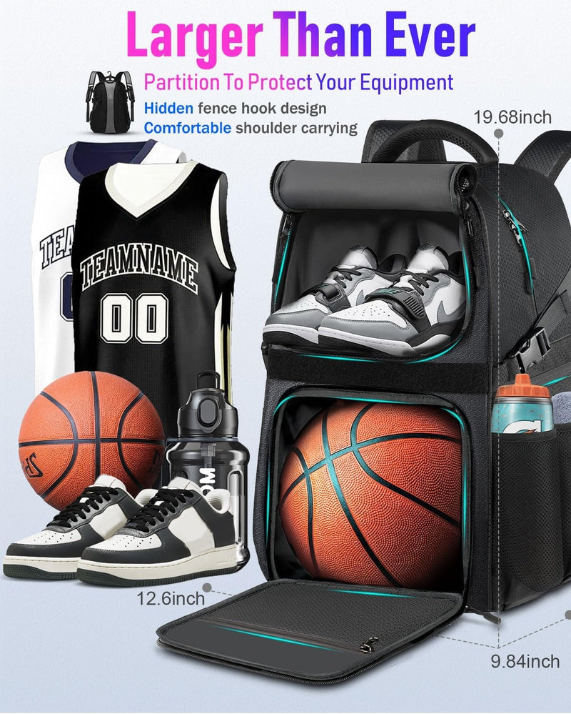 LOINTET Basketball Bag Backpack with Ball Holder Shoes Compartment