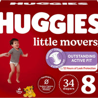 Huggies Size 8 Diapers, Little Movers Baby Diapers, Size 8 (46+ lbs), 34 Count