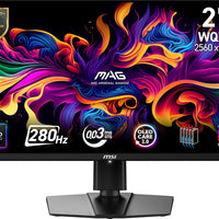 msi, MAG 271QP QD-OLED X28, 27-Inch, WQHD, 2560x1440, Gaming Monitor, Quantum Dot OLED Panel, 280Hz, 0.03ms, DisplayHDR True Black 400, HDMI 2.1, DP 1.4a, USB C (15WPD), Tilt/Height Adjustable, Black