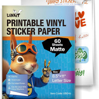 Uinkit Matte Printable Vinyl Sticker Paper 8.5"x11" 60 Sheets