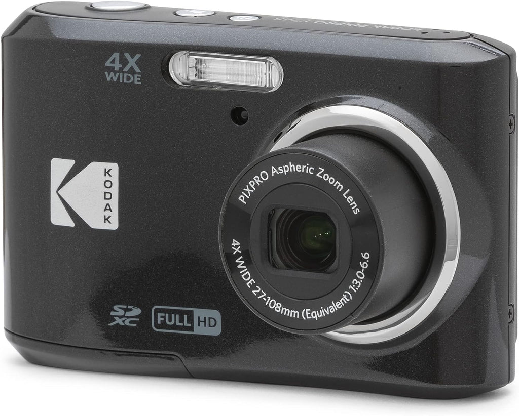 KODAK PIXPRO FZ45 16MP Compact Digital Camera, 4X Optical Zoom, AA, Black - Red