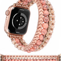 Moolia Beaded Band Compatible with Apple Watch Women 44-49mm Pink Sands