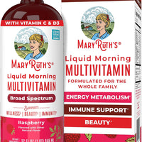 MARYRUTH'S Liquid Morning Multivitamin for Women, Men & Kids, 32 Servings | Vitamin A C D E B6 B12 Biotin Zinc, Beauty, Vegan, Non-GMO, Gluten Free 32 Fl Oz (Pack of 1)