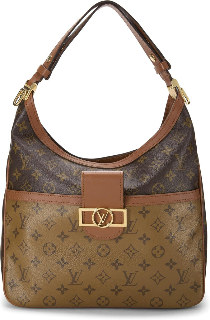 Louis Vuitton, Pre-loved Monogram Reversed Dauphine Hobo MM, Brown