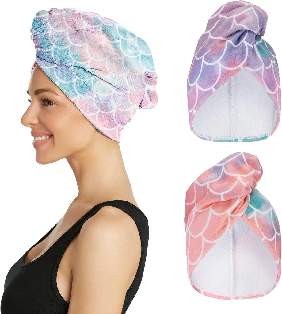 Turbie Twist 2-Pack Microfiber Hair Towel for Beauty, Travel, Gifting - Hair Wrap Turban for Straight, Wavy & Curly Hair