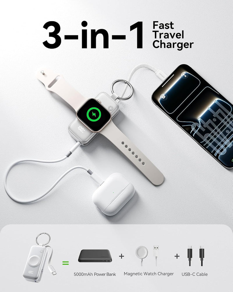 INIU SnapGo Portable Charger, 5000mAh Mini Power Bank for Apple Watch
