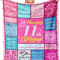11 Year Old Girl Birthday Gifts, Happy 11th Birthday Blanket, 50" x 60"