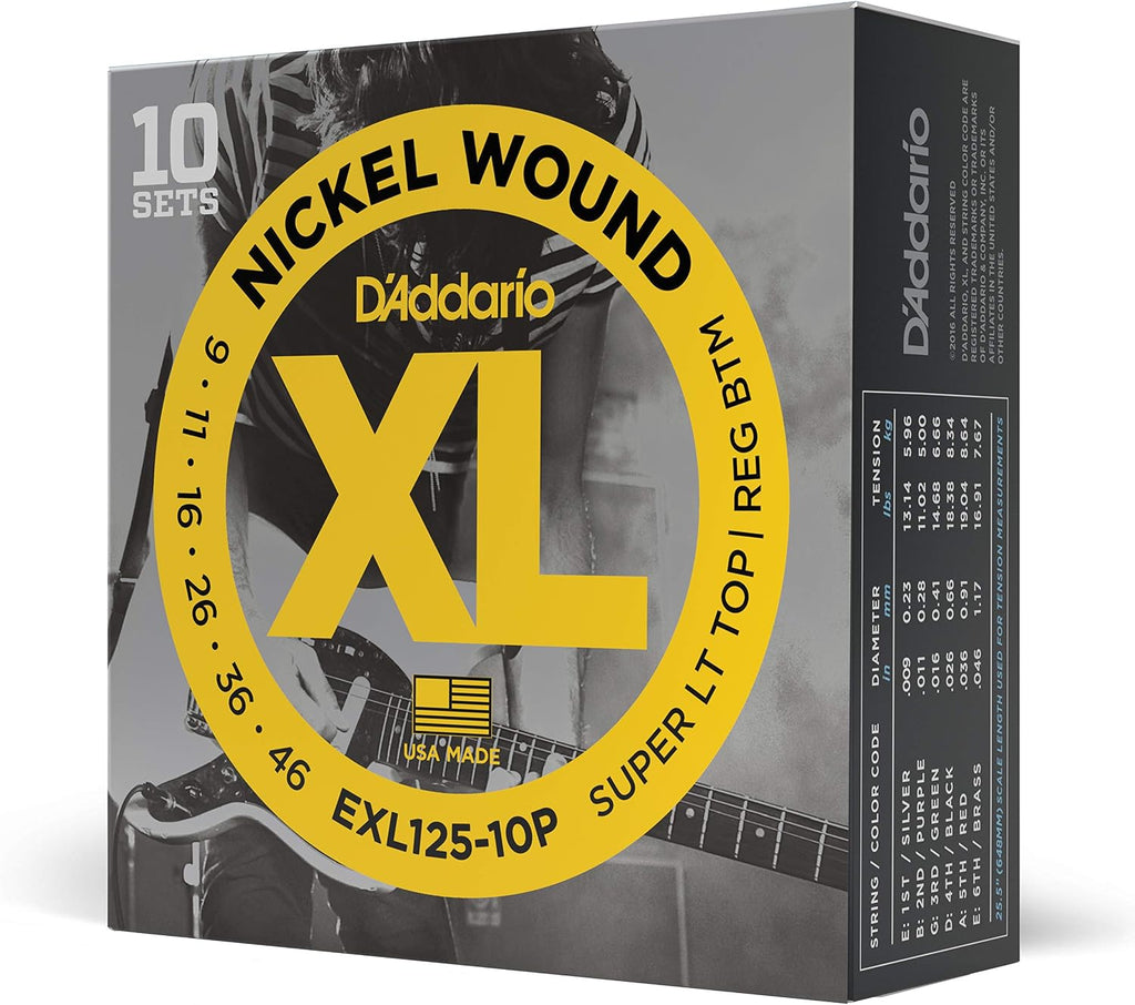 D'Addario XL Nickel EXL125-10P Electric Guitar Strings, 09-46, 10 Sets