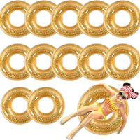 Relaxgiant 12 Pcs Pool Floats Glitter Swim Rings with Sequined, Gold