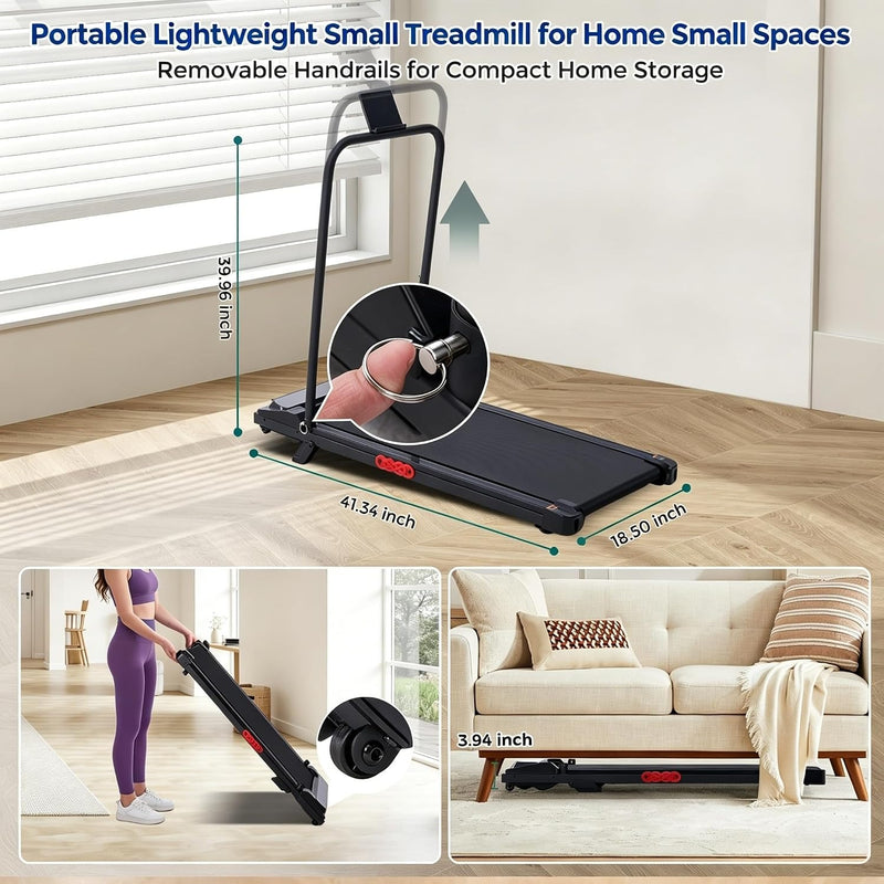 Ogpou Portable Walking Pad Treadmill with Handle Bar