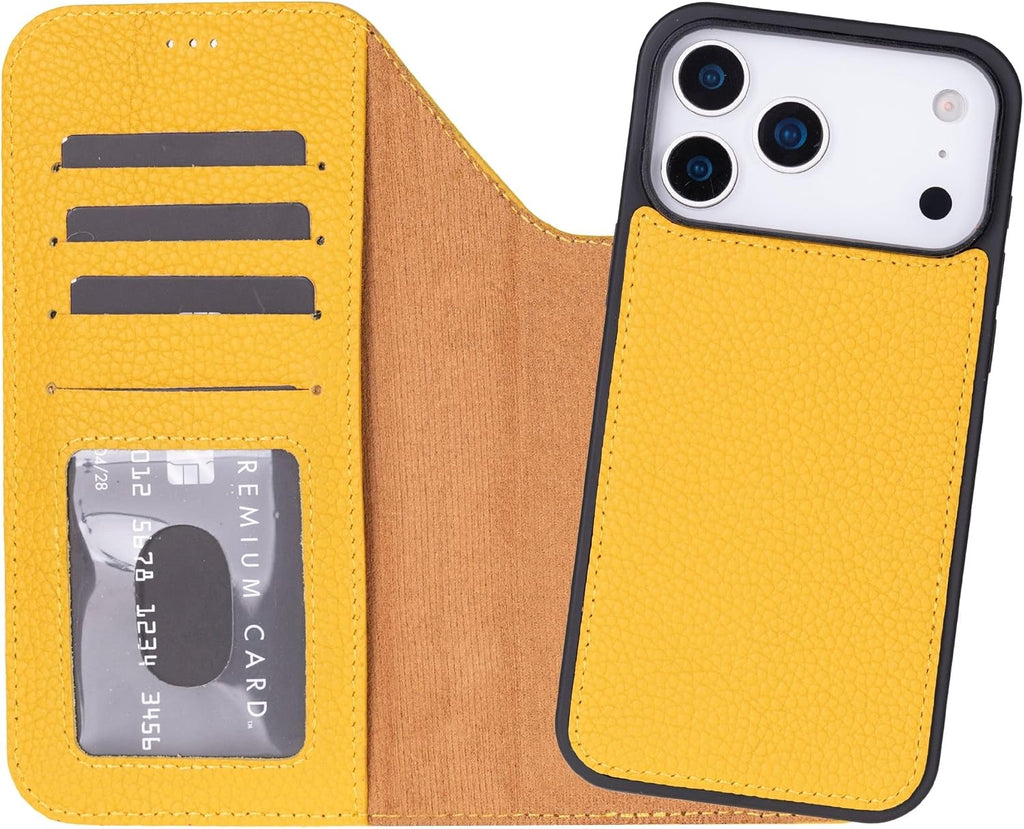 VENOULT Wallet Case for iPhone, Full Grain Genuine Turkish Leather, Magnetic Detachable, RFID 4 Card Slots, Business Sty