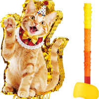 WERNNSAI Cat Piñata - Orange Cat Birthday Decorations Pull String Piñata