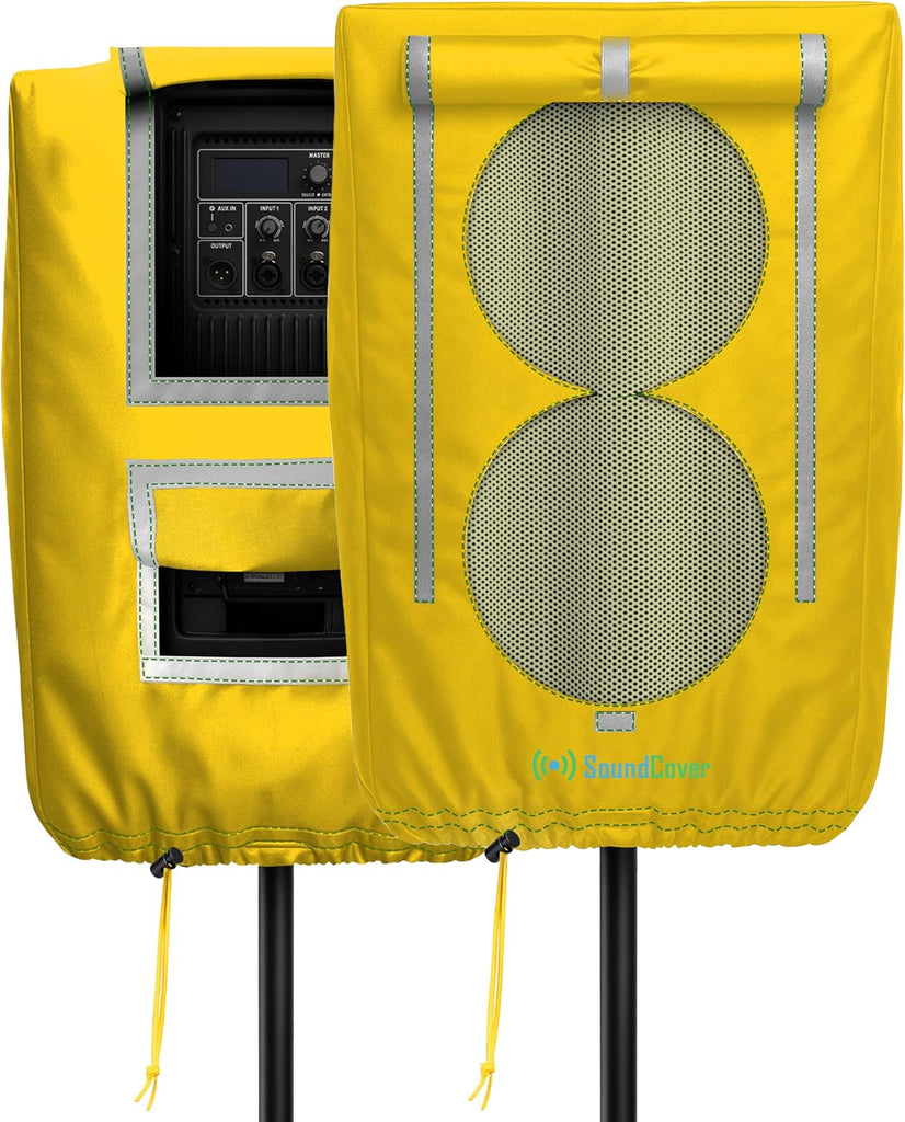 SoundCover Professional Grade 600D Protective Cover for Stand Mounted 15" PA/DJ Powered Speaker with SoundFlap - Yellow