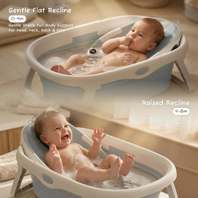 CheerTry Bañera Plegable 4 en 1 para Bebé 0 a 24 Meses Azul