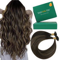 Easyouth Balayage U Tips Hair Extensions Human Hair, 14 Inch 50G 50S, Ktip Extension, Straight Utip for Short Hair with