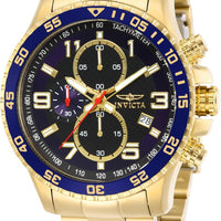 Invicta Men's 14878 Specialty Chronograph Dark Blue Textured Dial Gold Ion-Plated Stainless Steel Watch - 45mm / Gold Ion-Plating