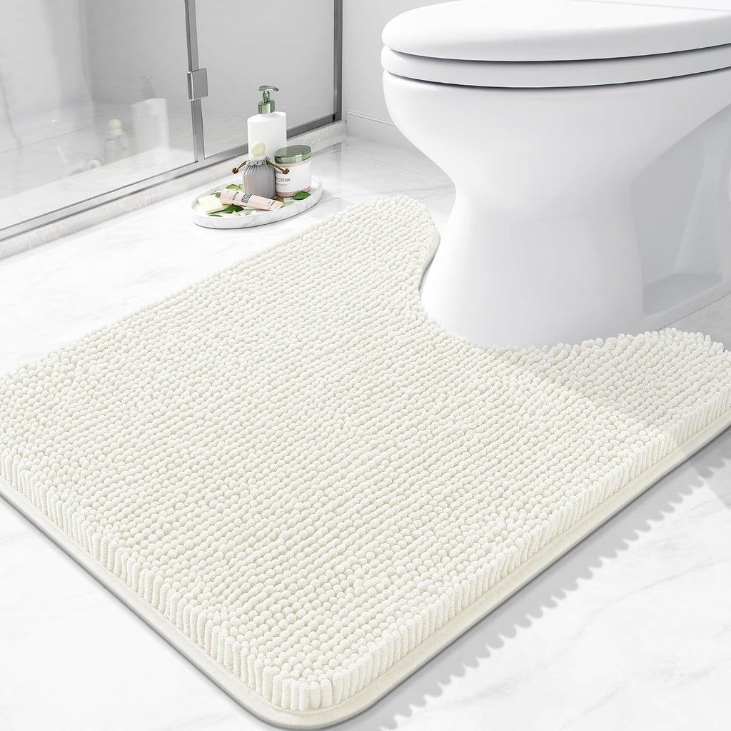 Arotive Bathroom Toilet Rugs Chenille U Shaped 24x20, Ivory