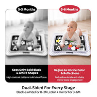 Yeeeasy Manta de Agua Inflable Tummy Time Blanco y Negro para Bebés