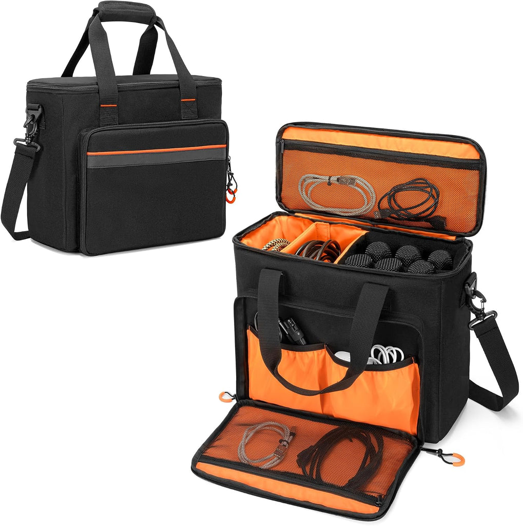 PGmoon 6 Slots Wireless Microphone Carrying Case, Mic Storage Bag with Thick Padding for Singing, Karaoke, Party (Patent