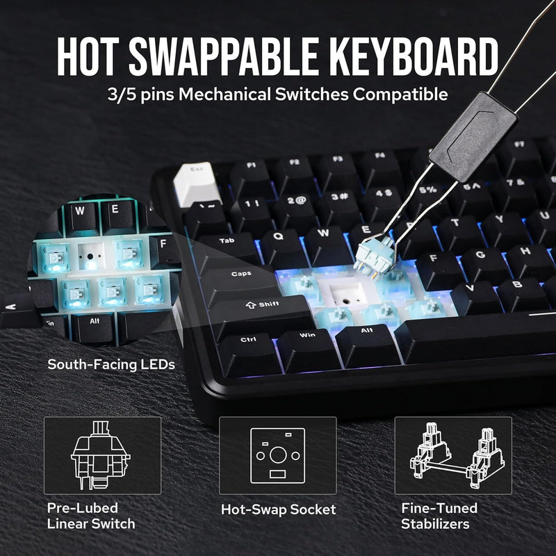 EPOMAKER TH85 QMK/VIA Wireless Gaming Keyboard, BT5.0/2.4GHz/USB-C