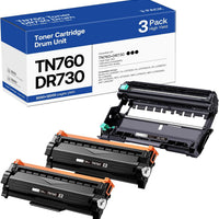 TN760 Toner Cartridge and DR730 Drum Unit Replacement for Brother TN 760 TN-760 TN730 DR-730 Compatible with MFC-L2710DW