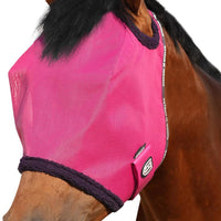Harrison Howard All Round Mesh Horse Fly Mask UV Protective with Fleece Padded Edging Magenta S