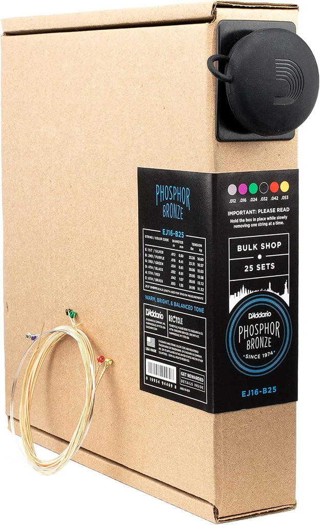 D'Addario EJ16-B25 Phosphor Bronze Acoustic Guitar Strings 12-53, 25 Sets