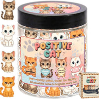 DEARMINE Positive Cat Jar, 60 Affirmation Cards, Cat Lover Gifts for Women