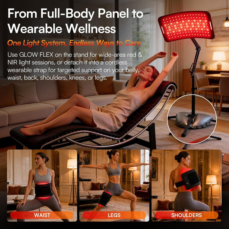 INIA Terapia de luz roja para cuerpo y cara, panel y cinturón 2 en 1 con NIR dual de 1064 nm y 850 nm