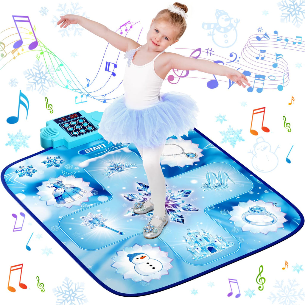 LZFYMXOK Dance Mat – 9-Button Electronic Music Playmat with 8 Challenge Levels & LED Score Display, Frozen Theme Anti-Slip Foldable Dancing Pad for Kids 3-12, Birthday Gifts for Girls