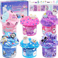 6-Pack Animal Slime Kit for Kids, Butter Cloud Squishy Birthday Gift Set