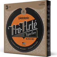 D'Addario Pro-Arte Nylon Classical Guitar Strings, Light Tension, 3 Sets