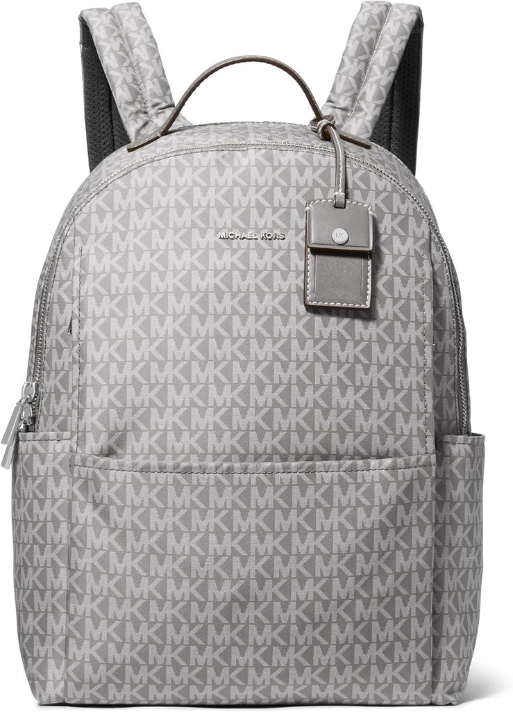 Michael Kors Sable Large Backpack, Silver-Tone Hardware/MK Signature Coated Twill/Storm