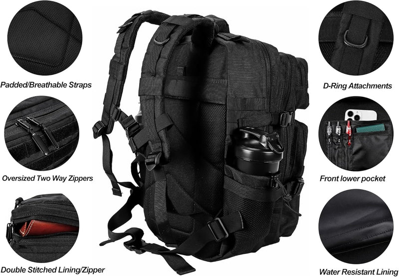 LHI Military Tactical Backpack for Men and Women 45L