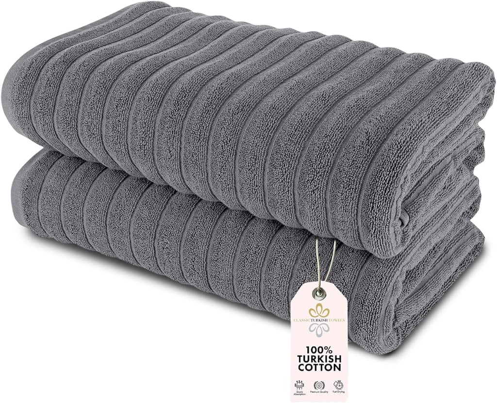 Classic Turkish Towels CTT - Premium 2 Piece Jumbo Bath Sheets, 100% Turkish Cotton, Absorbent & Ultra Comfy Bath Towel