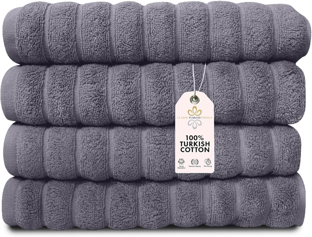 Classic Turkish Towels CTT Luxury Hand Towels for Bathroom Set of 4, 100% Turkish Cotton, Quick Dry & Comfy Towels for H