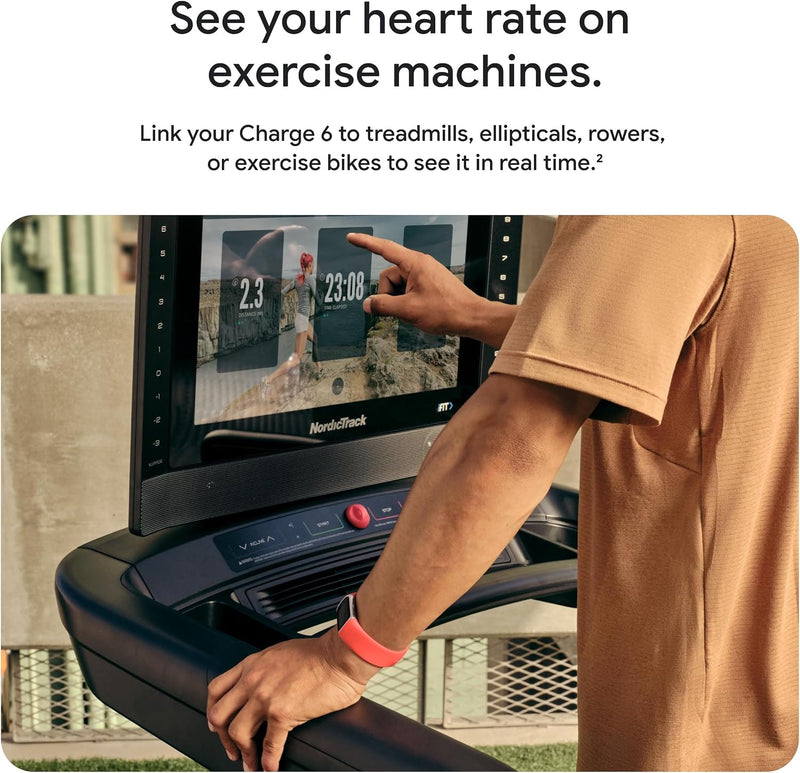 Fitbit Charge 6 Fitness Tracker with Google Apps - Heart Rate on Exercise Equipment - 3-Month Google Health Premium Membership Included - Health Tools - Gold/Coral - Small&Large Bands Included