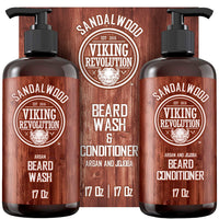 Viking Revolution Beard Wash & Conditioner Set - Sandalwood - 17 oz