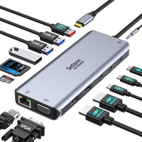 Selore USB C Docking Station Dual Monitor, 14-in-1 Laptop Docking Station