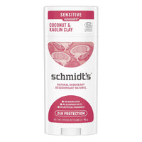 Schmidt's Aluminum Free Natural Deodorant for Women and Men, Coconut & Kaolin Clay for Sensitive Skin with 24 Hour Odor