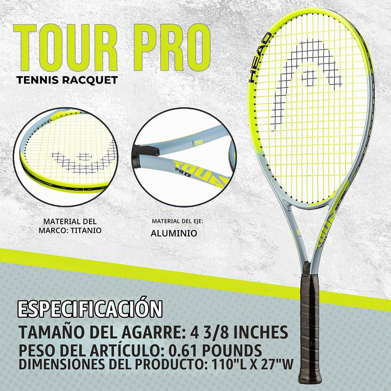 HEAD Tour Pro - Raqueta de tenis, agarre de 4 3/8"