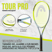 HEAD Tour Pro - Raqueta de tenis, agarre de 4 3/8"