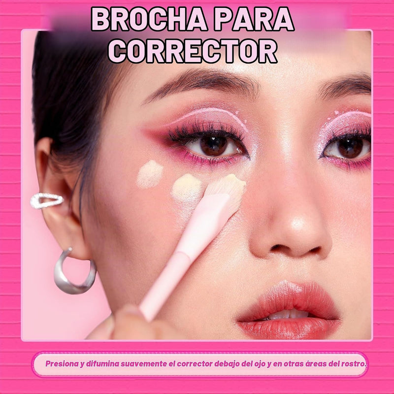 Jessup Foundation Brush and Concealer Brush, Pink Makeup Brushes Set 2Pcs Premium Synthetic Face Make up Brushes for Liquid Cream, T497
